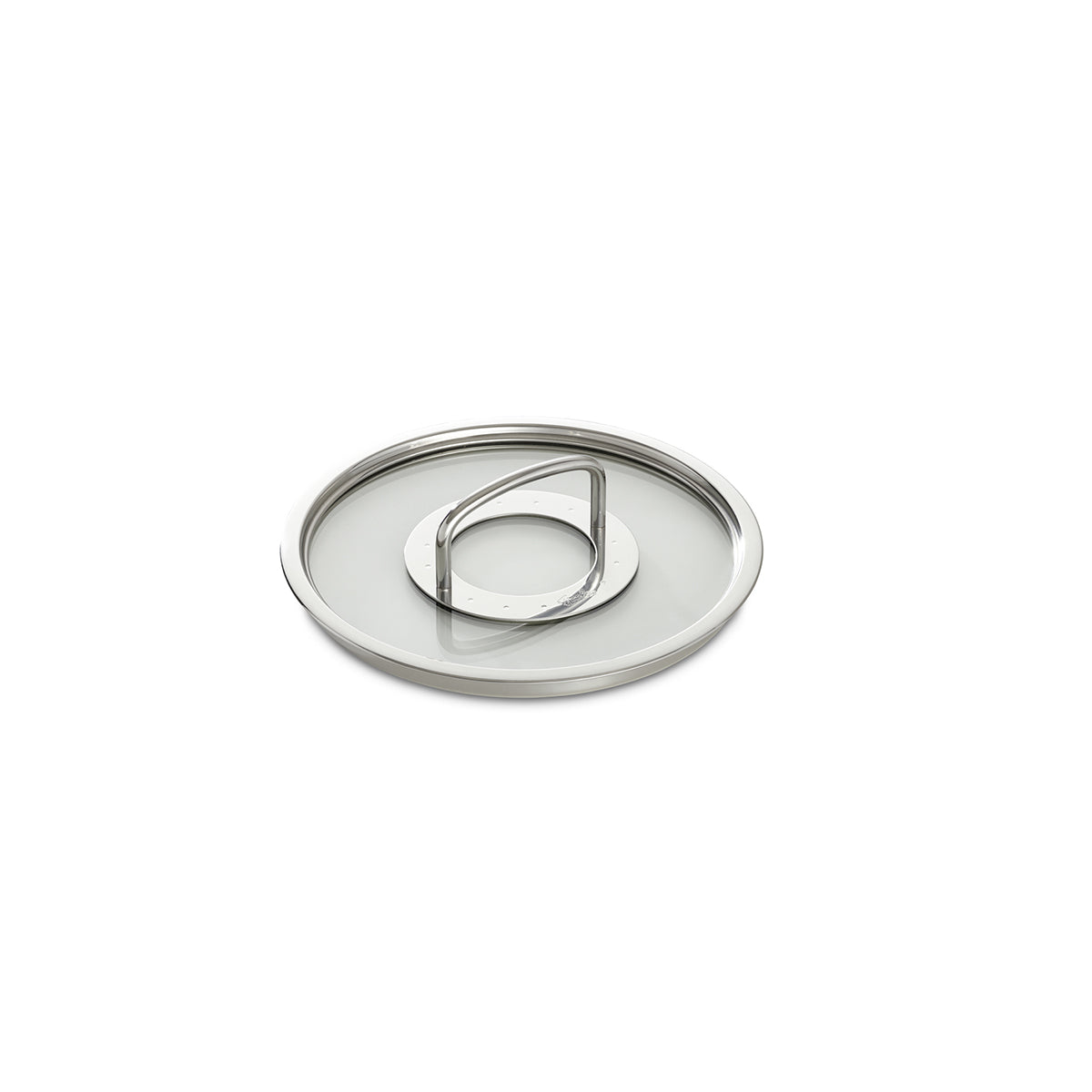 Fissler Original-Profi Collection® Glasdeckel 24 cm-Premiumglas & Edelstahldeckel mit flachem Griff, abgebildet auf weißem Hintergrund.