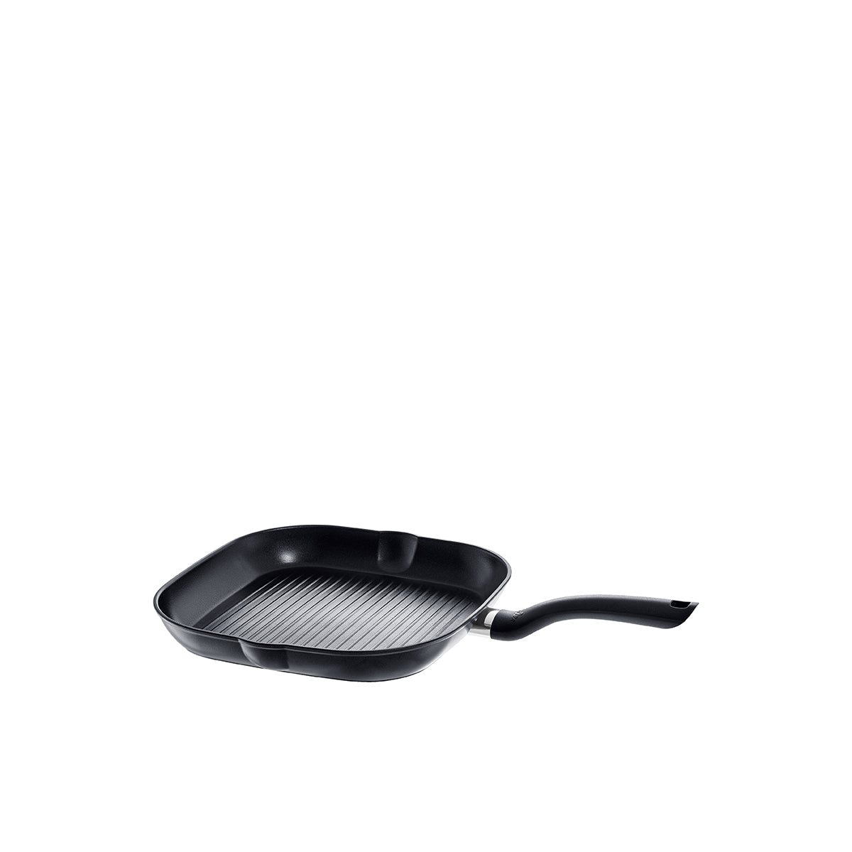 Fissler Cenit® Grillpfanne, 28 cm, quadratisch, schwarz mit Rillen, ergonomischer Griff, Antihaftbeschichtung, induktionsgeeignet.