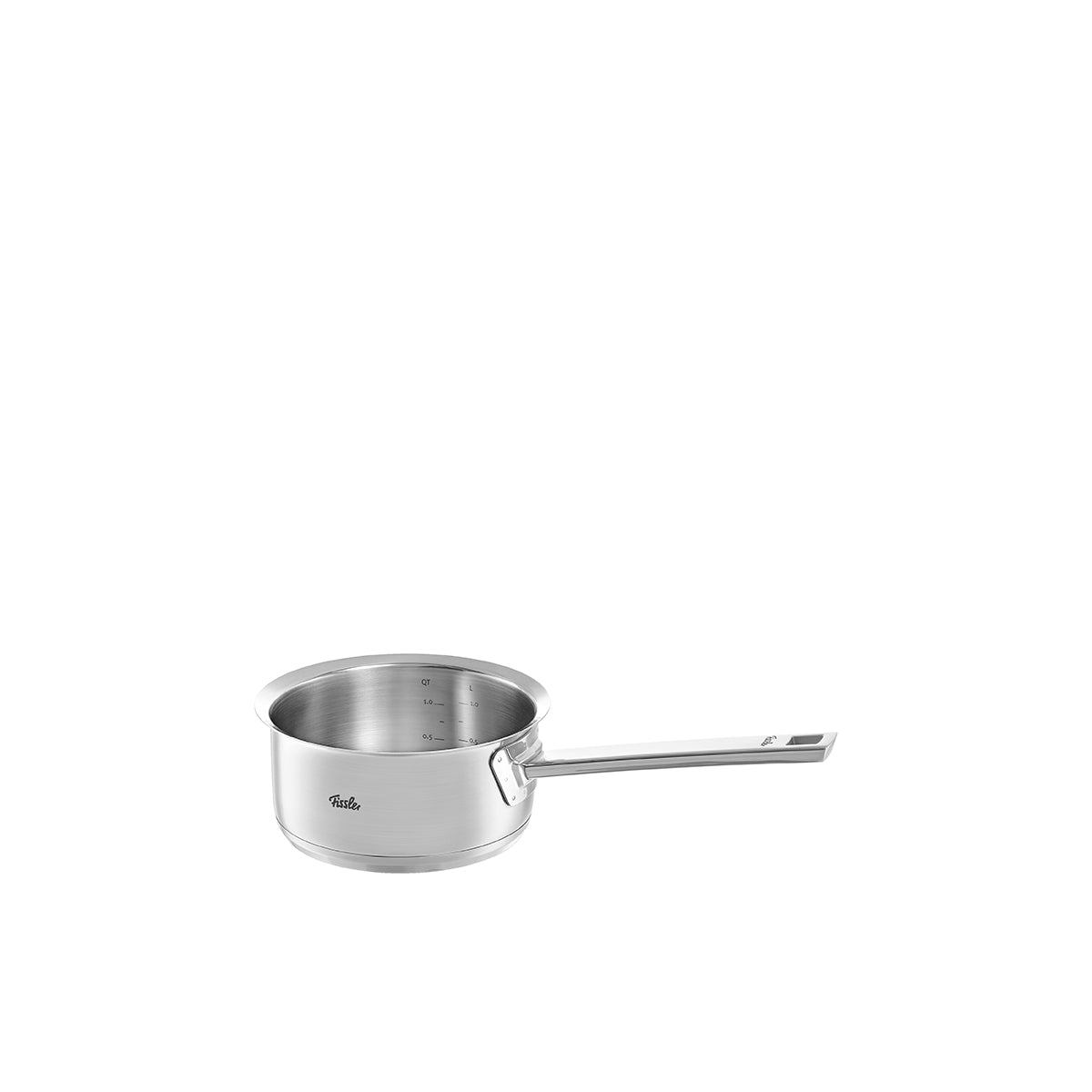 Fissler Original-Profi Collection® Saucepan 16 cm made of 18/10 Stainless Steel, without Lid, with handle and interior scale, on a white background.