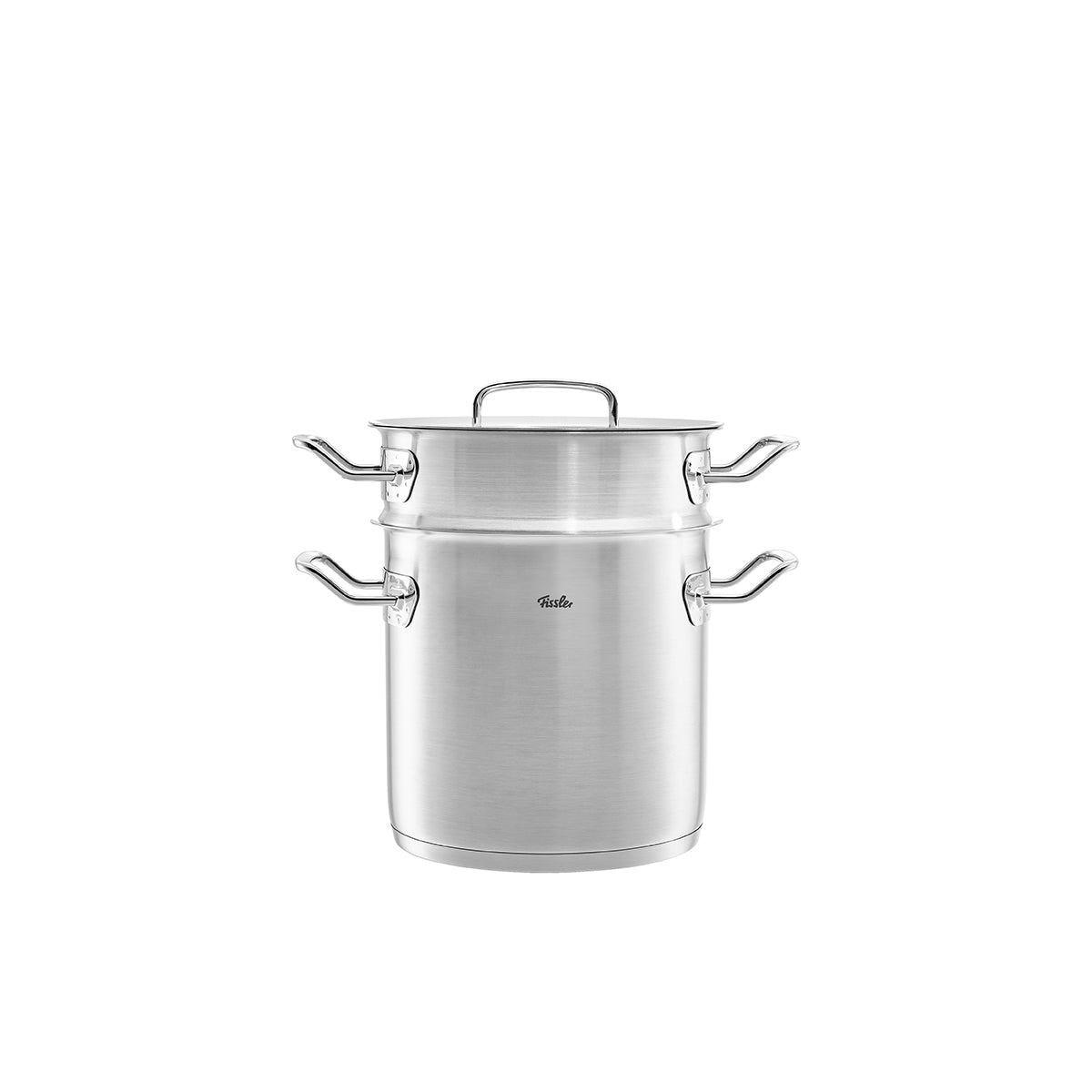 Fissler Original-Profi Collection® Multistar 20 cm - Pot, lid, strainer, and double handles made of high-quality German stainless steel; suitable for induction.