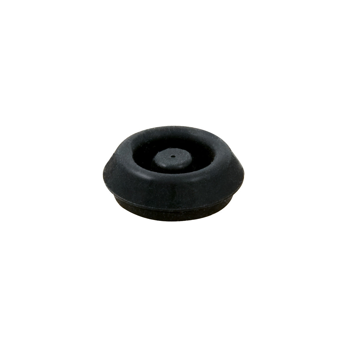 Präzisionsgefertigte schwarze Gummitülle mit Mittelloch auf weiß, eine langlebige Fissler Rollmembrane für Schnellkochtöpfe.
