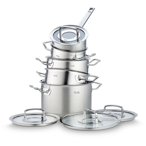 Fissler Original-Profi Collection® 5-teiliges Edelstahl-Topfset, Made in Germany, spülmaschinengeeignet und stapelbar.