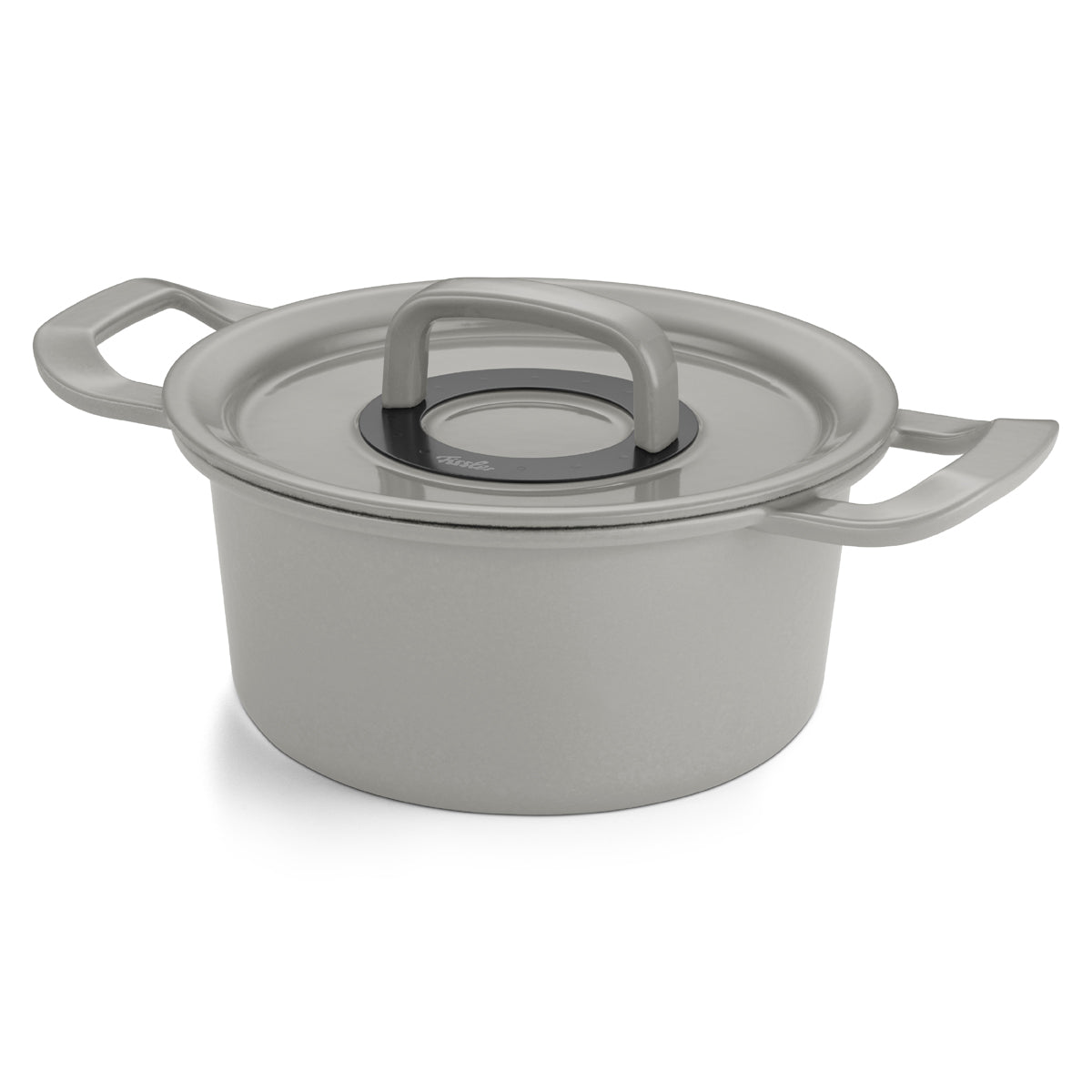 Fissler Original-Profi Collection® Gusseisen Kochtopf: hellgrauer Gusseisentopf, schlanke Griffe, Glasdeckel - Made in Germany.