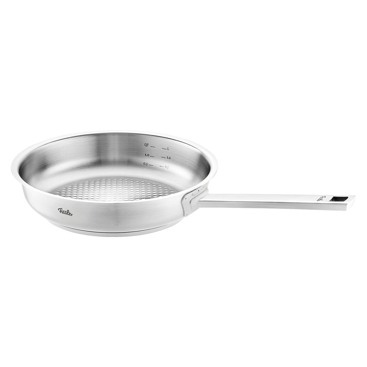 Fissler Original-Profi Collection® 4-teiliges Topfset aus Edelstahl, in Deutschland präzisionsgefertigt, auf weißem Grund.