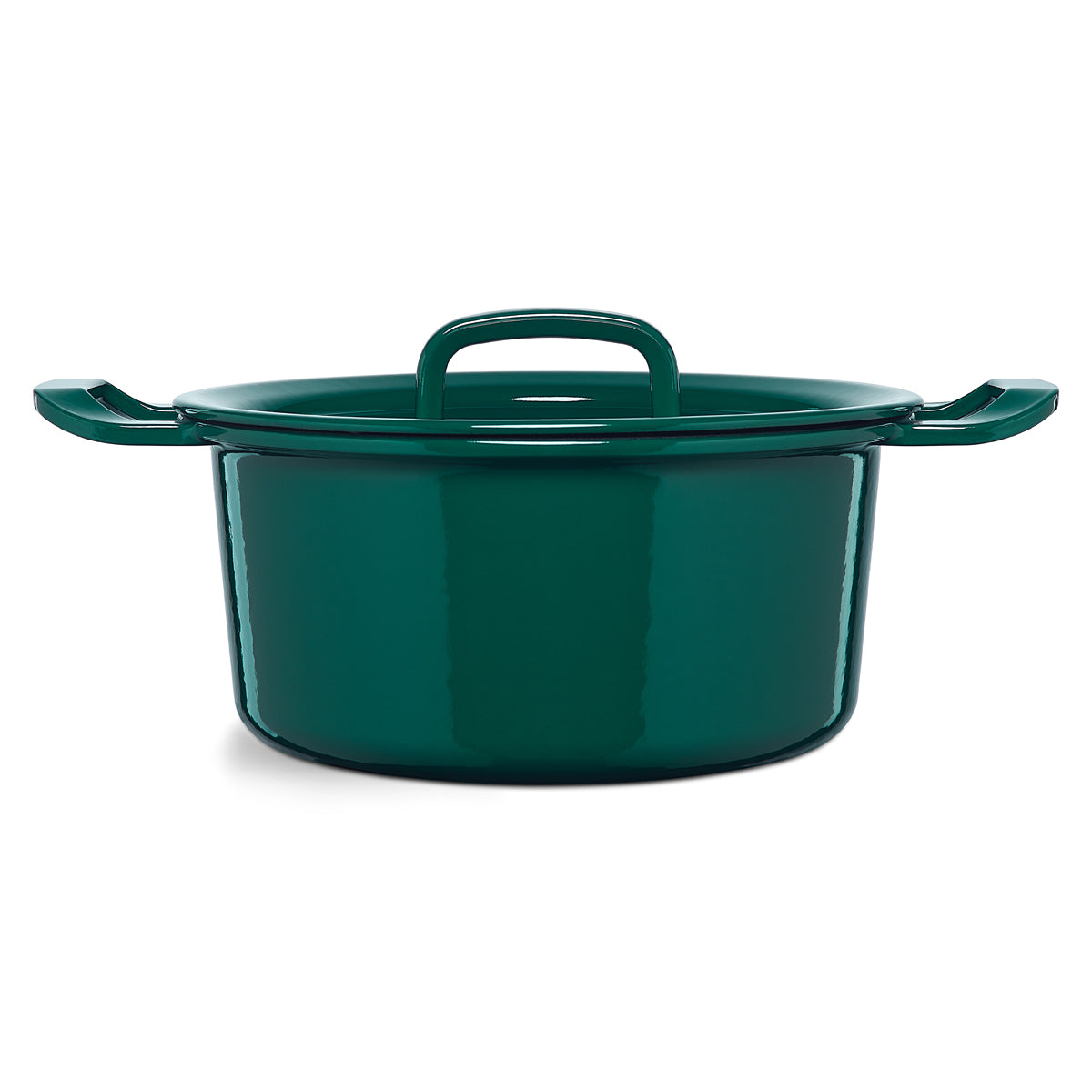 Fissler Original-Profi Collection® Gusseisentopf in dunkelgrüner Emaille, mit Seitengriffen und passendem Deckel. Präzisionsgefertigt in Deutschland.