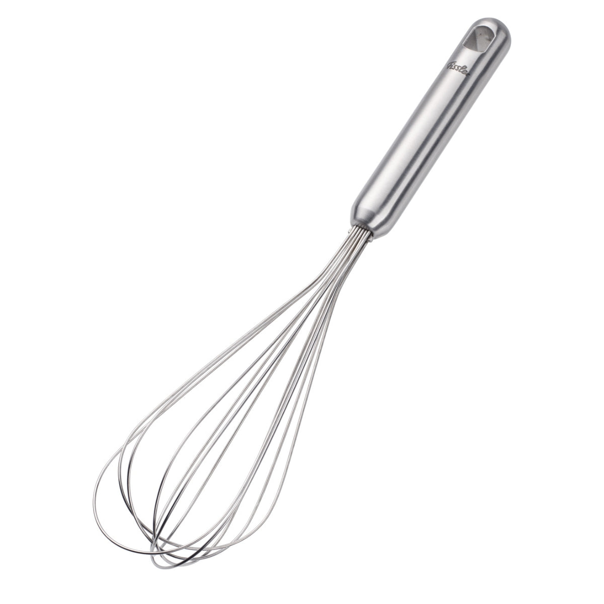 Der Fissler Essential® Schneebesen 25 cm - Präzisionsschneebesen aus deutschem Edelstahl, langer Griff, modernes Design auf weißem Hintergrund.
